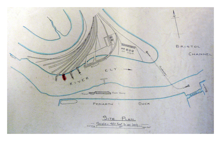 1934 : Plan & Sections - G.W.R. Penarth Harbour - No. 3 Coal Tip. 