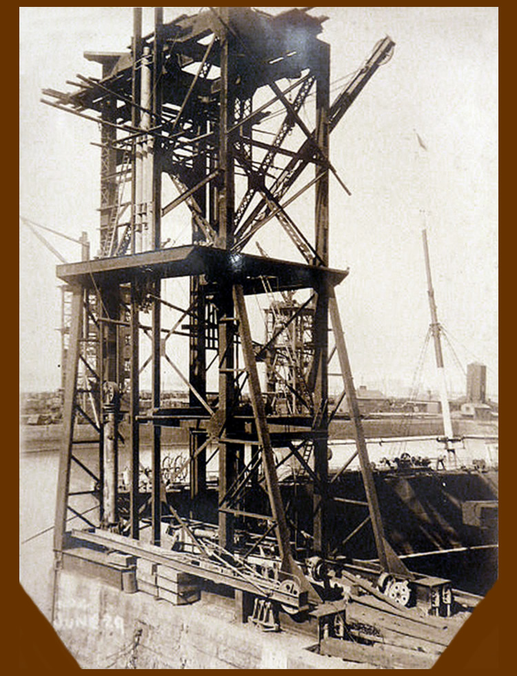 29th June 1913 - No. 4 hydraulic coal hoist under construction at Penarth Dock the work of the East Ferry Road Engineering Company Limited.