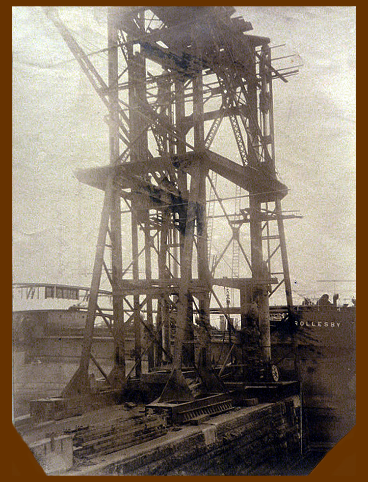 13th July 1913 - No. 4 hydraulic coal hoist under construction at Penarth Dock the work of the East Ferry Road Engineering Company Limited.