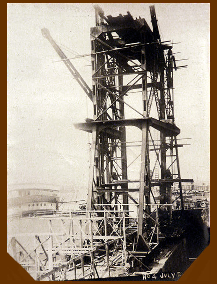 27th July 1913 - No. 4 hydraulic coal hoist under construction at Penarth Dock the work of the East Ferry Road Engineering Company Limited.