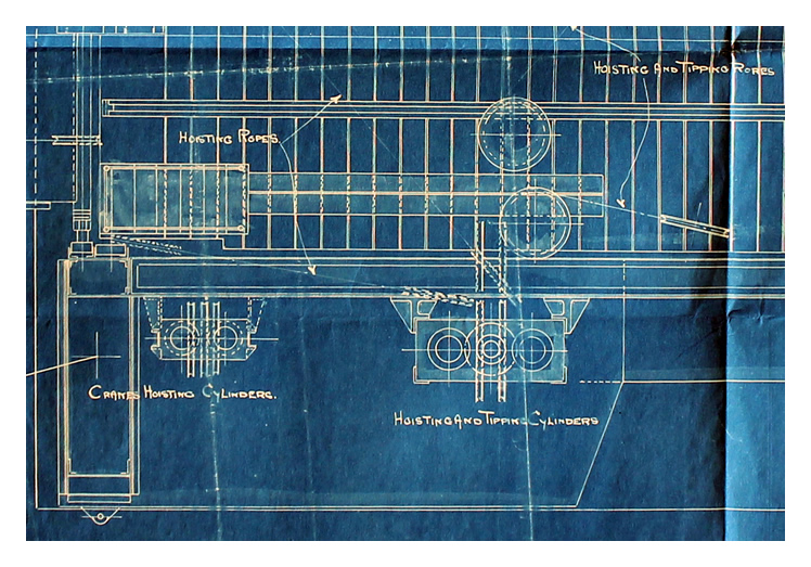 A 1923 GWR Drawing Office Copy of the side elevation of the proposed tips of the East Ferry Road Engineering Company Limited dated 21st February 1912. 
