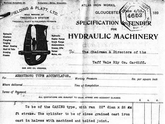 Fielding & Platt Limited Hydraulic Accumulator - June 1913 
