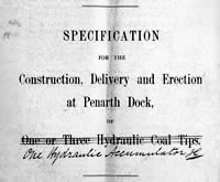 Specification for hydraulic accumulators at Penarth Dock 1913