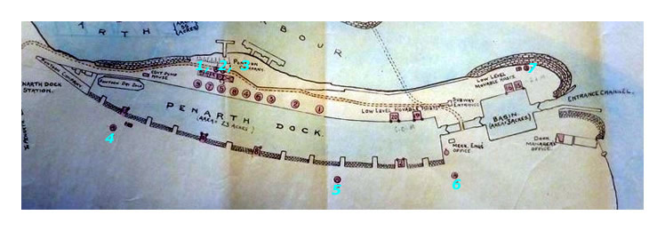 A list of Hydraulic Accumulators at Penarth Dock and the Ely Tidal Harbour, their specification, manufacturer, location and year of erection ranging from 1857 until 1920. 
