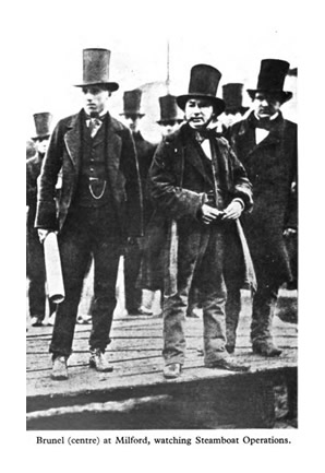 Brunel (centre) at Milford, watching Steamboat Operations