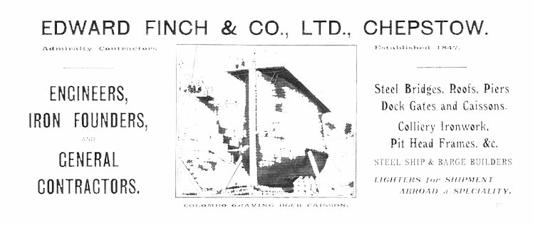 A rather faded advertisement for Edward Finch & Company Limited of Chepstow published within an edition of 'The Engineering Journal. An Illustrated Weekly Journal' around 1910.