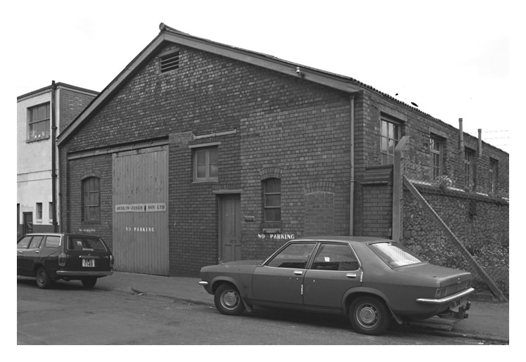 An exterior view of Jenkin Jones and Son Sailmakers premises, 12 Hurman Street, Cardiff Docks.