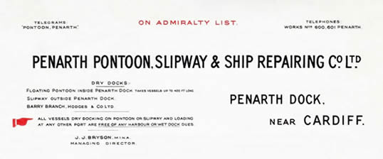 Penarth Pontoon, Slipway & Ship Repairing Co. Ltd., Penarth Dock. Near Cardiff.