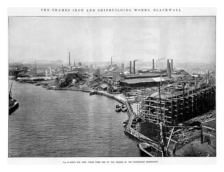 c.1895 - A View of the Thames Iron Works, Blackwall. 