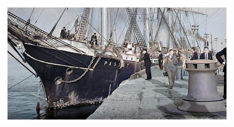 1949 - 'Passat' entering Penarth Dock sealock on 4th October laden with grain. 