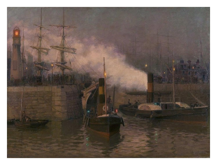 Lionel Walden - 'Entrance to Cardiff Docks, Evening'