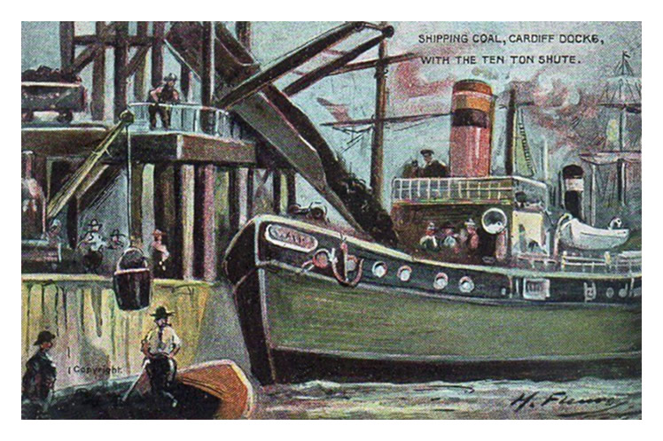 Hermann Fleury - 'Shipping coal, Cardiff Docks, with the ten ton chute' 