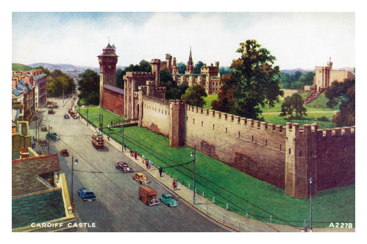B. F. C. Parr - Cardiff Castle - a watercolour postcard image. 