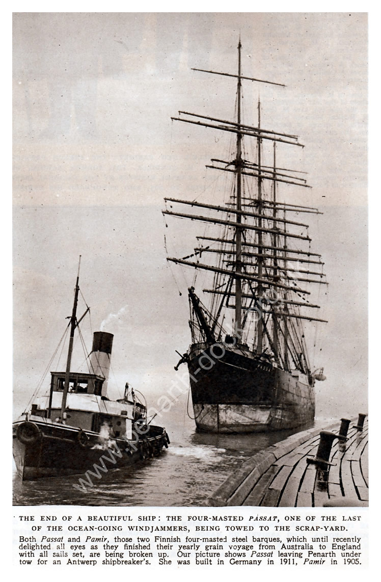 'Passat' leaving Penarth Dock - 1951