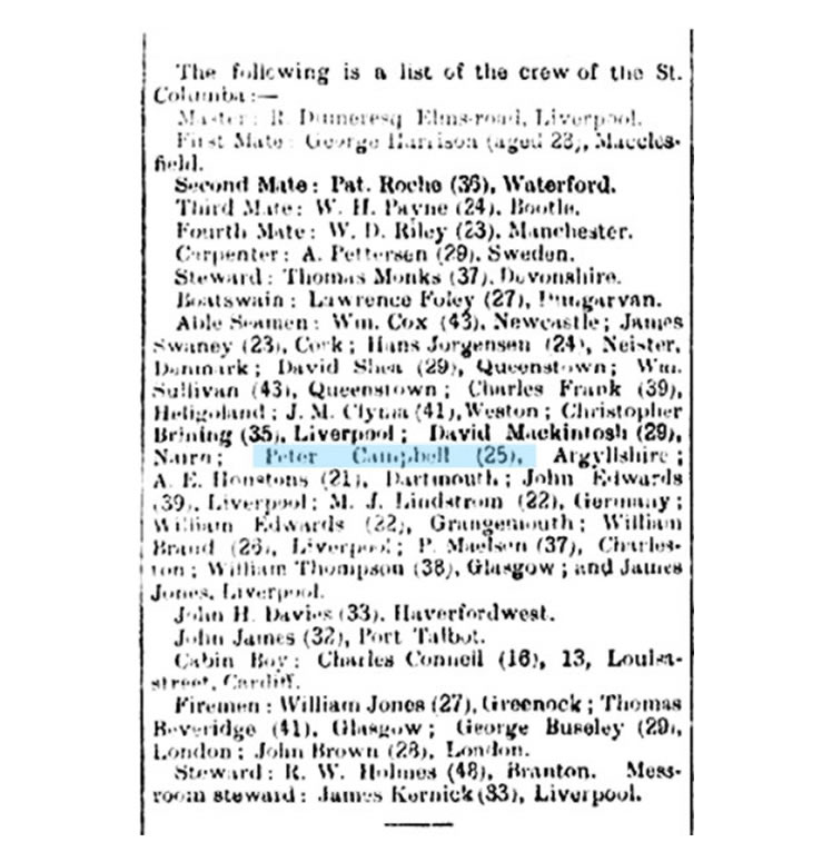 St Columba crew list