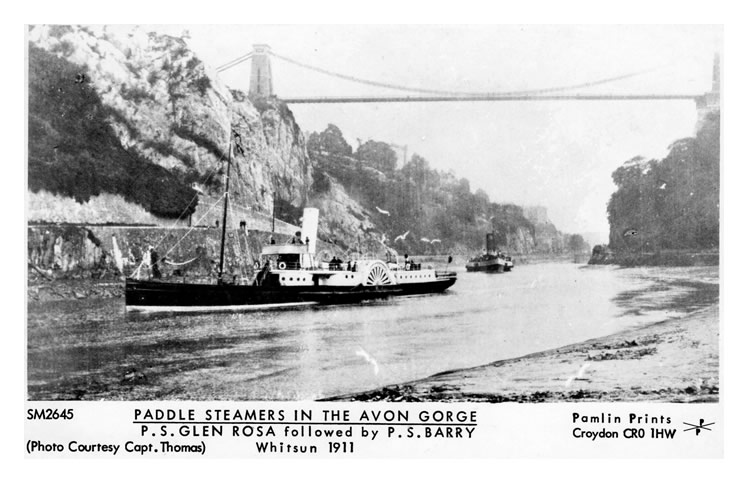 Paddle Steamers in the Avon Gorge - P.S. Glen Rosa followed by P.S. Barry - Whitsun 1911