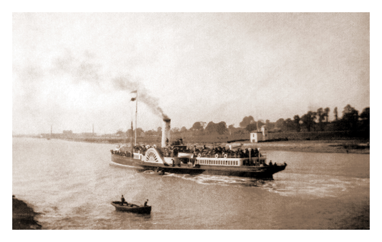 p.s. 'Waverley' - heading downstream on the River Avon towards Avonmouth and the Bristol Channel around 1900.