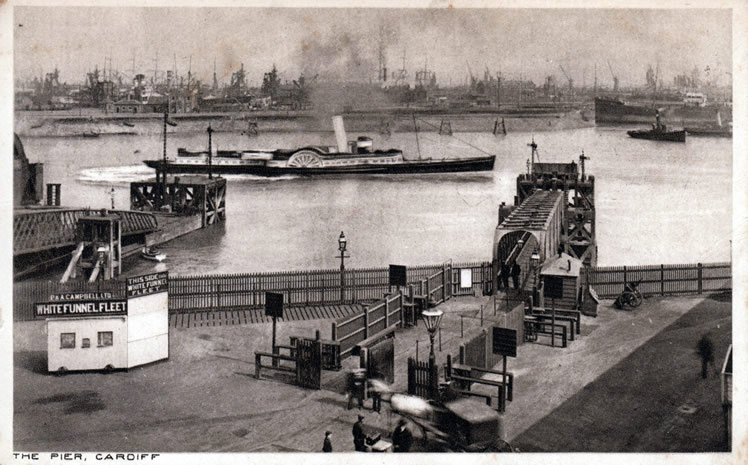 The Pier, Cardiff - p.s. 'Waverley' - departing from the Pier Head, Bute Docks, Cardiff.