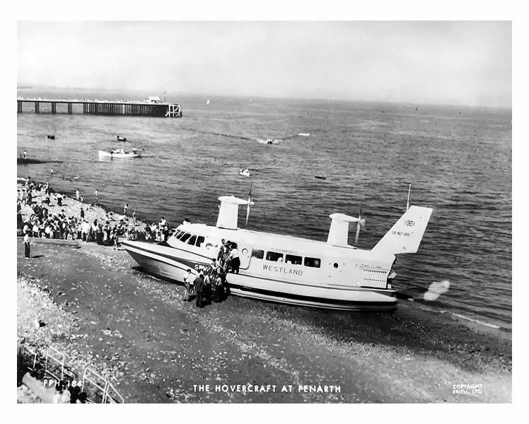 c.1963 - The Westland S.R.N.2 Hovercraft at Penarth Beach. 