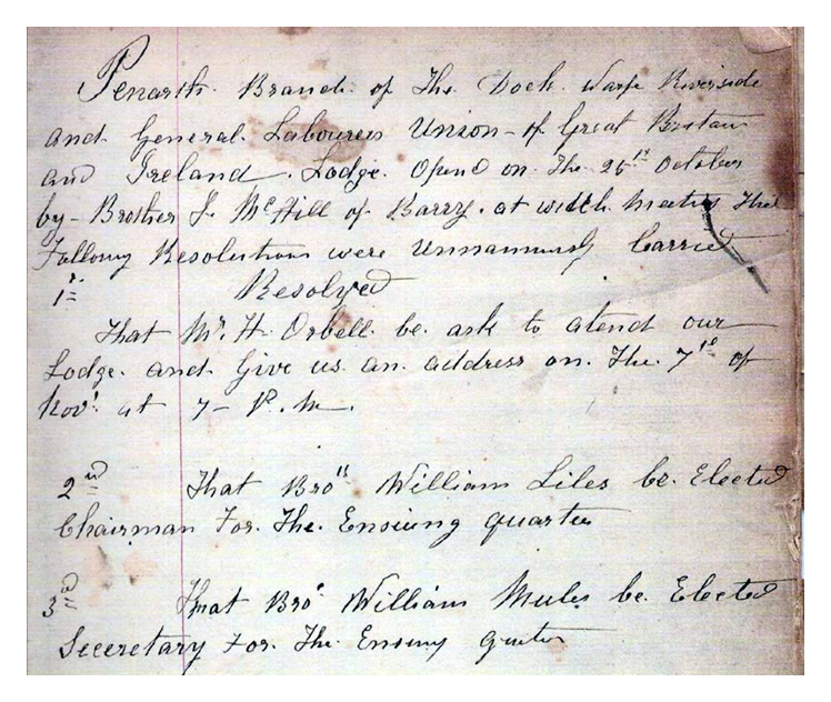 Penarth Branch of the Dock Warfe Riverside and General Labourers Union of Great Britain and Ireland
