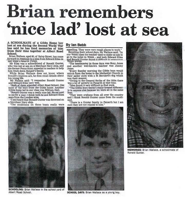 Brian remembers 'nice lad' lost at sea - Penarth Times