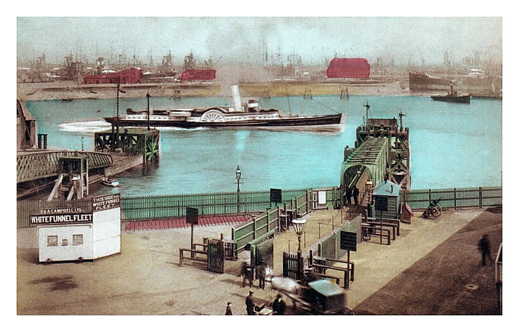 The P & A Campbell Limited White Funnel Fleet boarding stage at the Cardiff Pier Head.