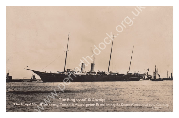 The King's Visit to Cardiff -&nbsp;The Royal Yacht 'Victoria' passing Penarth Head