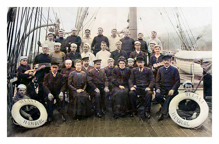 The Crew of the 'Oceana' of Hamburg at Penarth Dock.