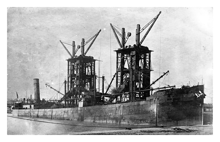 An unknown vessel loading coal at tips numbers 19 and 20.