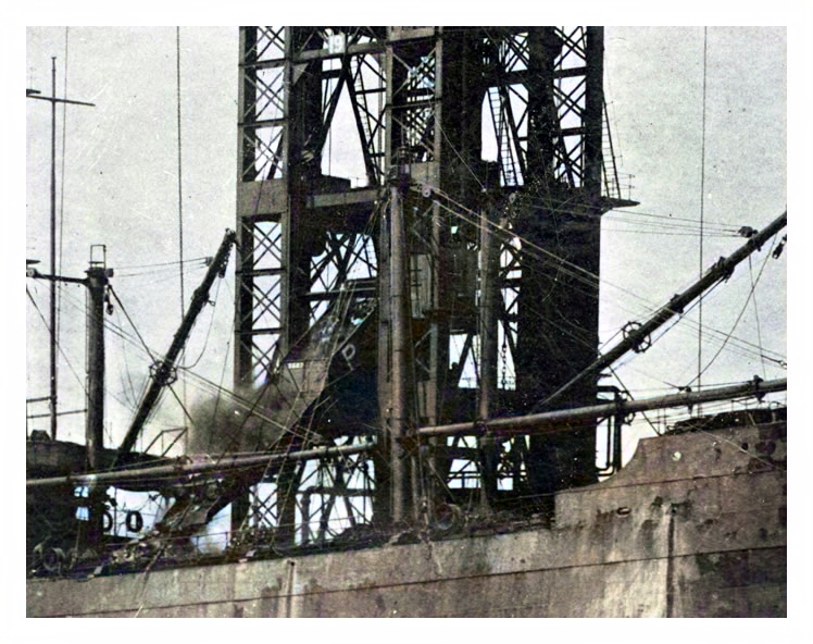 An unknown vessel loading coal at tips numbers 19 and 20.