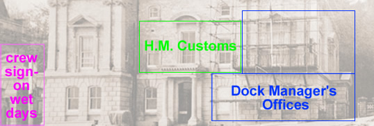The old Custom House at Penarth. c.1930. Besides accomodating H.M.Customs, it used to be the 'Dock Office' for Penarth. 