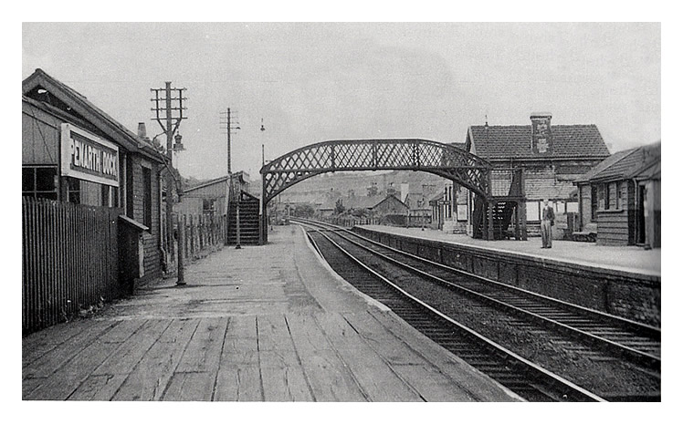 'Penarth Dock Station, looking up the incline towards Dingle Road and Penarth, in 1950.'