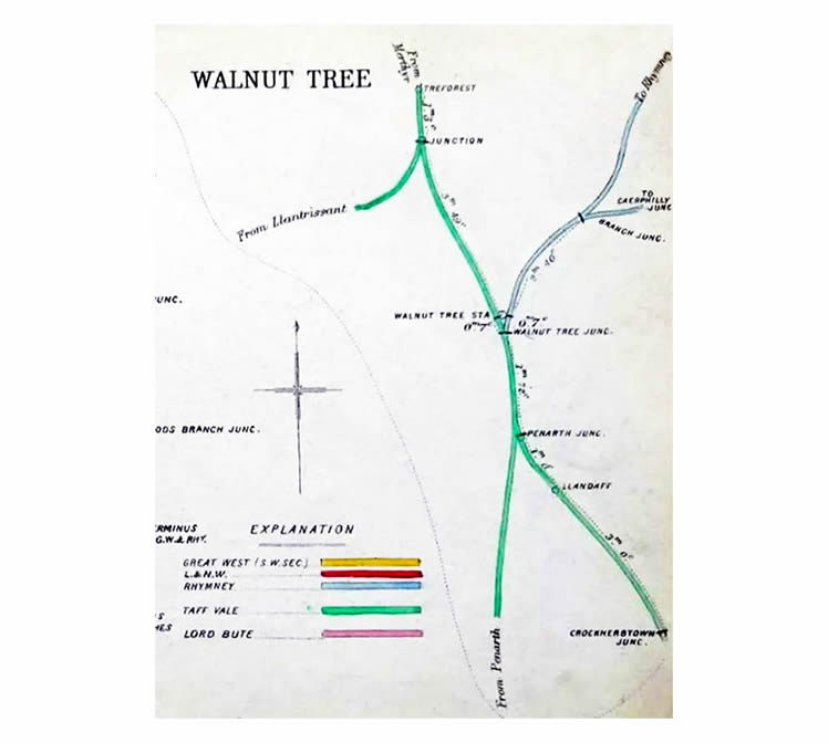 1883 - Railway Junction Diagram including routes to Penarth Dock and the Ely Tidal Harbour.