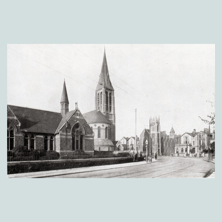 St. James's Church and Wesleyan Church from 107 Views of Cardiff and District