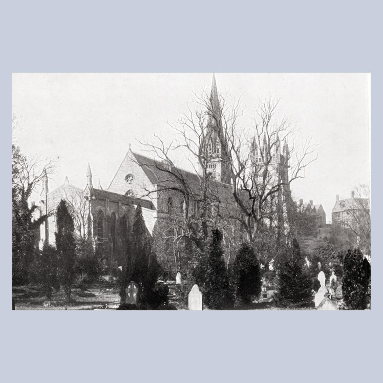 Llandaff Cathedral, East View from 107 Views of Cardiff and District