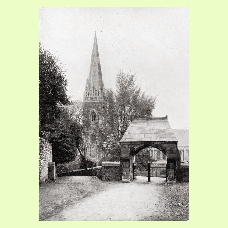 Llandaff Cathedral and Lych Gate, Llandaff from 107 Views of Cardiff and District