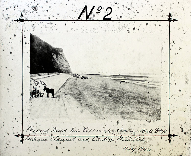 May 1894 - No 2 - 'Penarth Head from Esplanade showing Bute Dock - Entrance Channel and Cardiff Mudflats.'