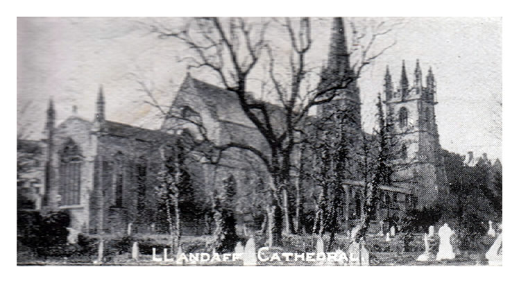 'Llandaff Cathedral' - " The Pocket Novelty Card - Just arrived in Cardiff "