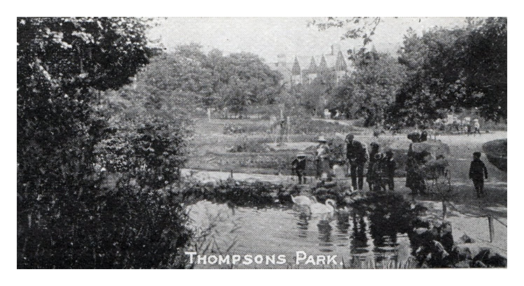 'Thompsons Park' - " The Pocket Novelty Card - Just arrived in Cardiff "