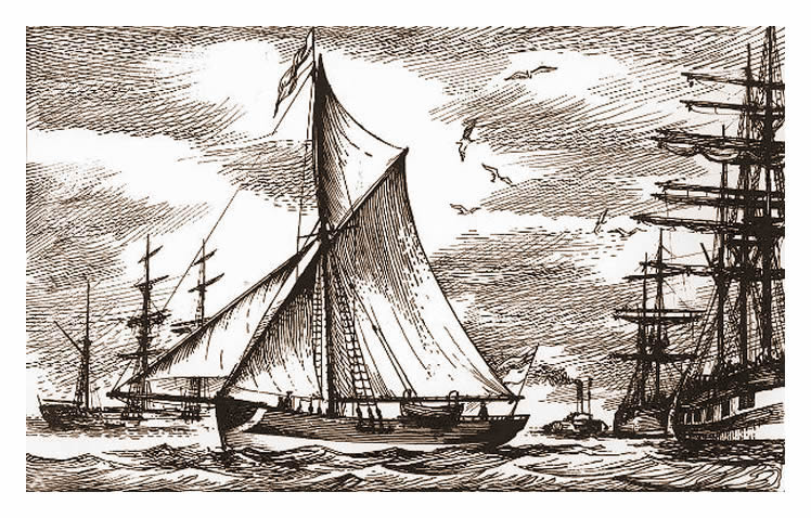 An engraving of 'The Mission Ship 'Eirene' - Bristol Channel - 1843.'