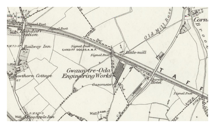 map of Gwaun-tre-Oda Engineering Works of Messrs. C. de Bergue & Company.