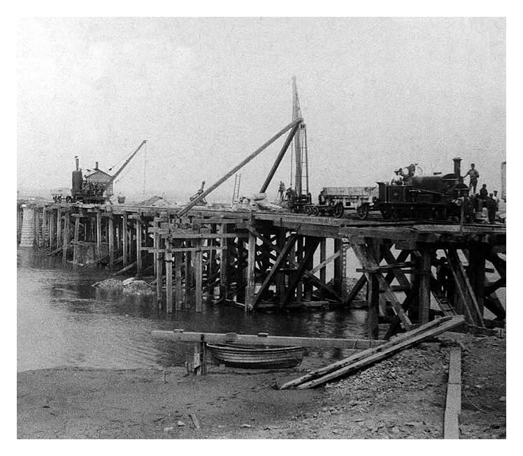 Under construction - Swing Bridge over the River Taff 