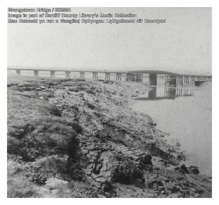 Completed swing bridge over the river Taff