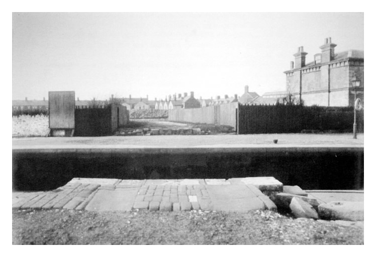 remnants of the foundations of the swing bridge over the Glamorganshire Canal Sea Lock