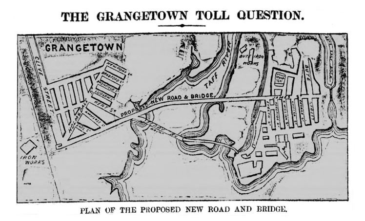 Plan of the proposed new road and bridge - Cardiff - 1886