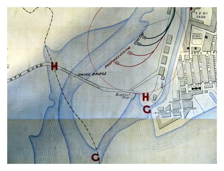 Item 'G-G' references the 'Entrance channel of Glamorganshire Canal.' 'H-H' is the route of the 'Penarth Harbour, Dock & Railway Company's Road.'