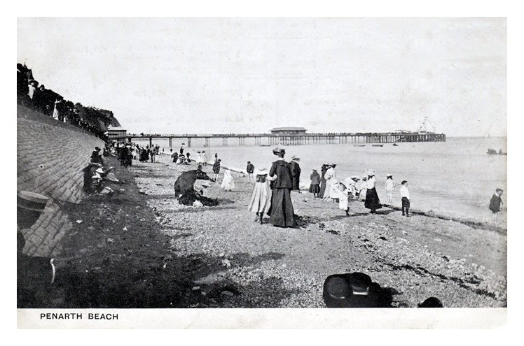 c.1895 - Penarth Beach - A stroll along the beach in Victorian times. 