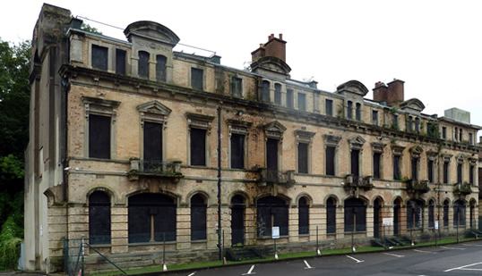 The imposing facade of the Mercantile Marine Offices at Penarth Dock. 