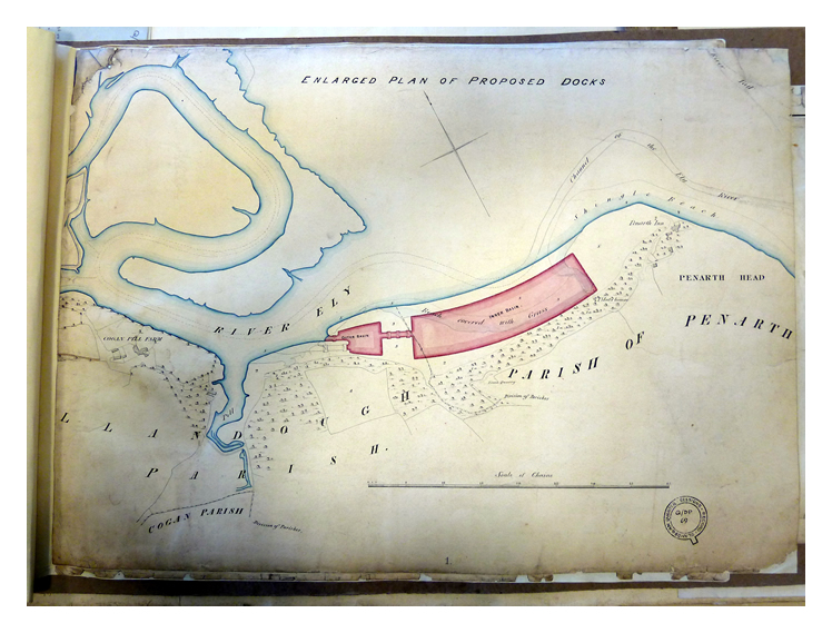Enlarged Plan of the Proposed Ely Dock - Brunel - 1836