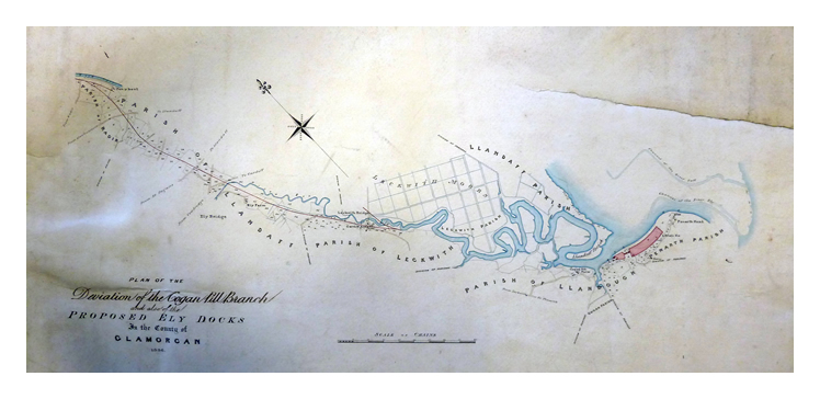 Plan of the Deviation of the Cogan Branch and also of the Proposed Ely Docks In the County of Glamorgan 1836